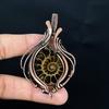 Ammonite Fossil 999 Copper Wire Wrapped Pendant, Handmade Gemstone Jewelry Pendant For Memorial Day