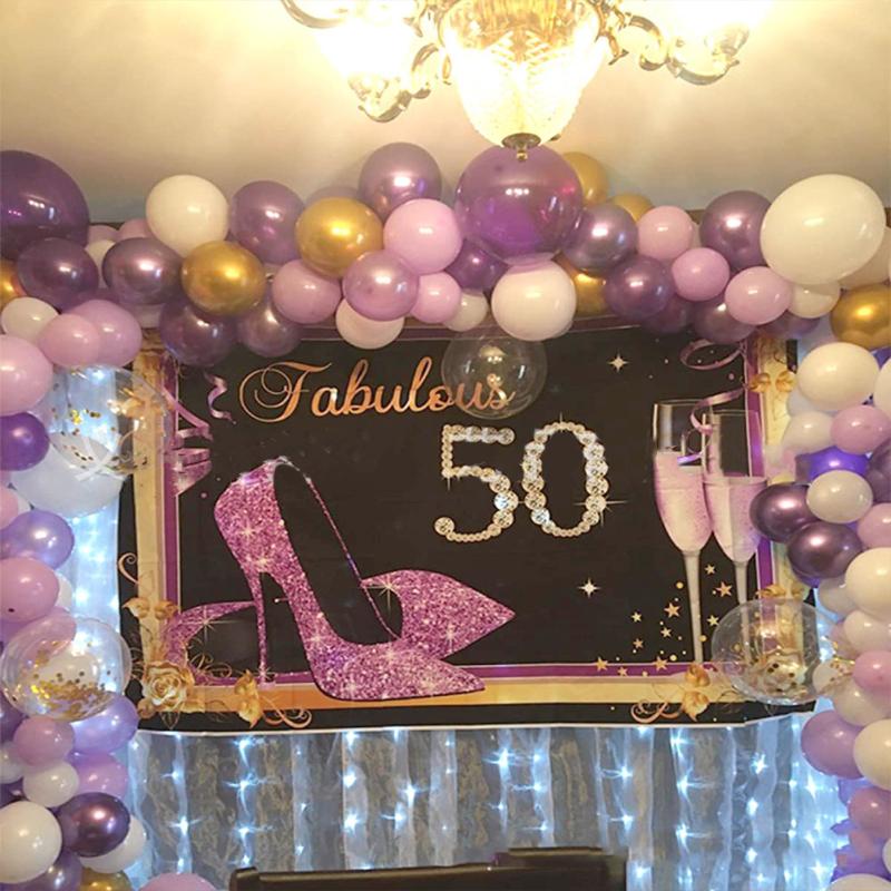 129 шт./компл., набор цепочек из латексных шаров неправильной формы, 5 дюймов, 10 дюймов, 12 дюймов, металлическая фиолетовая тема на день рождения