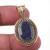 Подарочный двухцветный кулон из чистого серебра 925 пробы с натуральным синим солнечным камнем, 1,50 дюйма, f8Z75