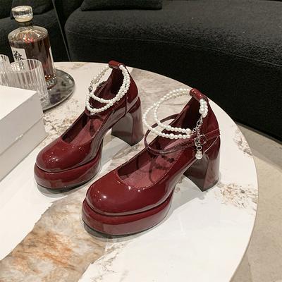 Горячие продажи 2025 Новые туфли на платформе Лолита обувь Круглый носок Брендовые туфли-лодочки Сексуальные сандалии Обувь Повседневная мода Бежевый Ретро