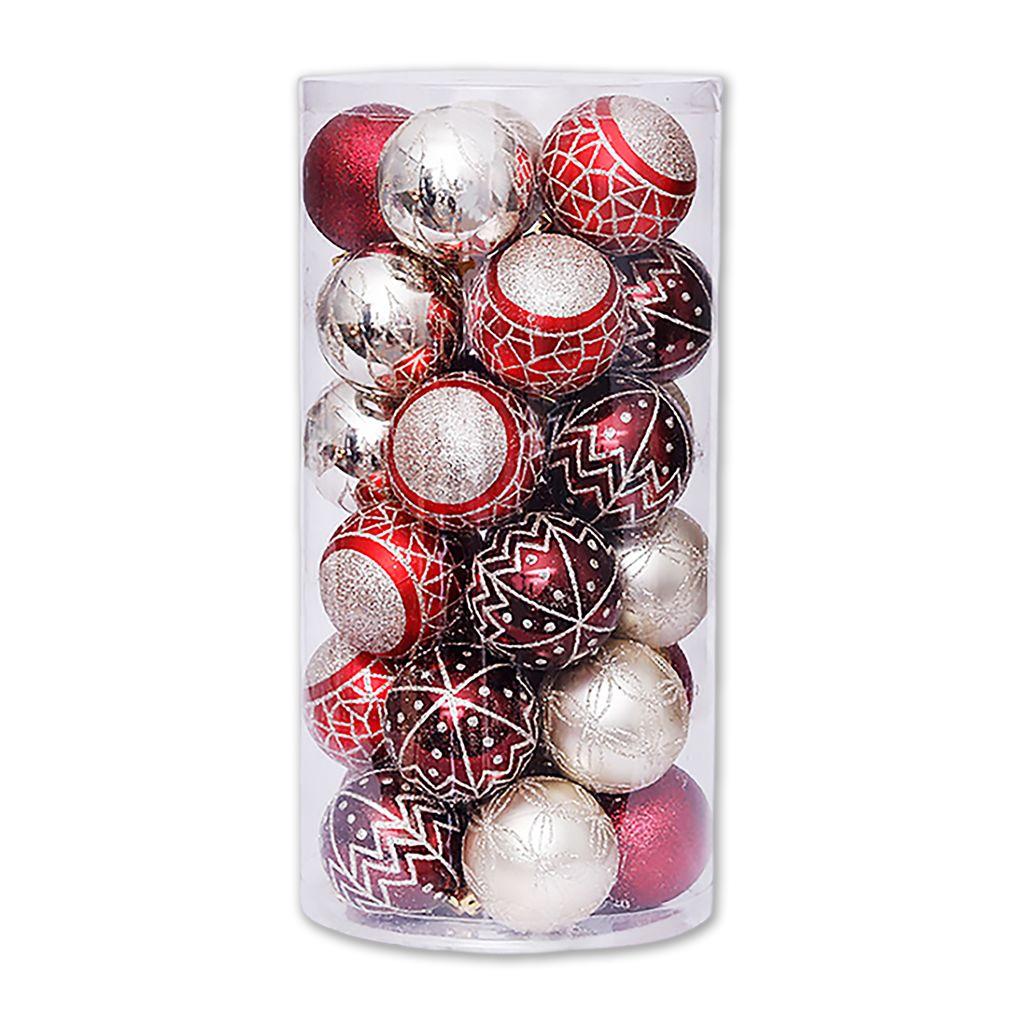 30 шт. Рождественские шары пластиковые специальные подвесные шары круглые украшения безделушки домашний рынок елочные украшения принадлежности красный