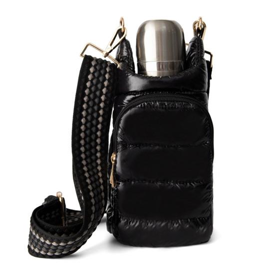 Сумка для бутылки с водой из хлопка с регулируемым ремешком, двумя карманами на молнии, водонепроницаемая, для улицы