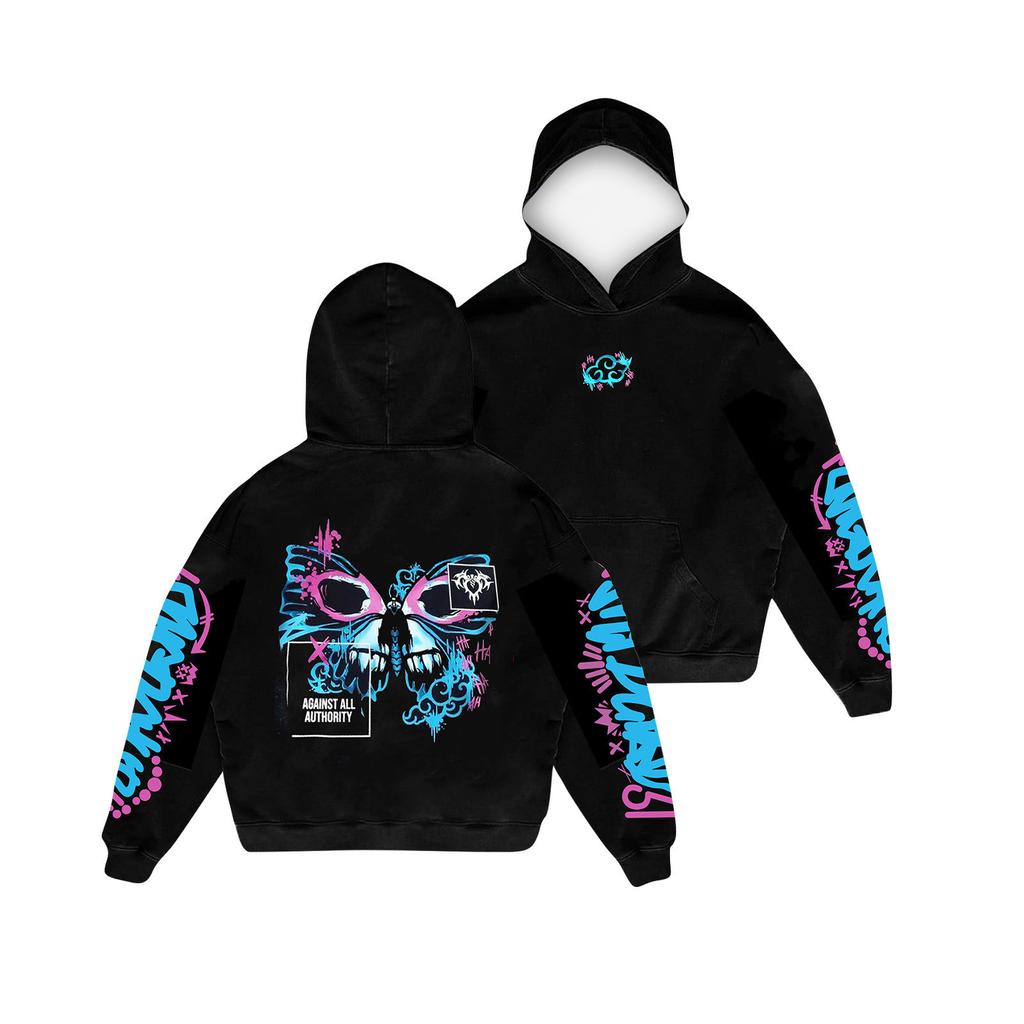 Женская мода O-образный вырез с длинным рукавом и принтом, толстовка с капюшоном