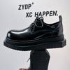 Туфли дерби на платформе, мужские модные туфли, британские черные туфли с большой головой, подчеркивающие нишу, высококачественные повседневные кожаные туфли 6557-A