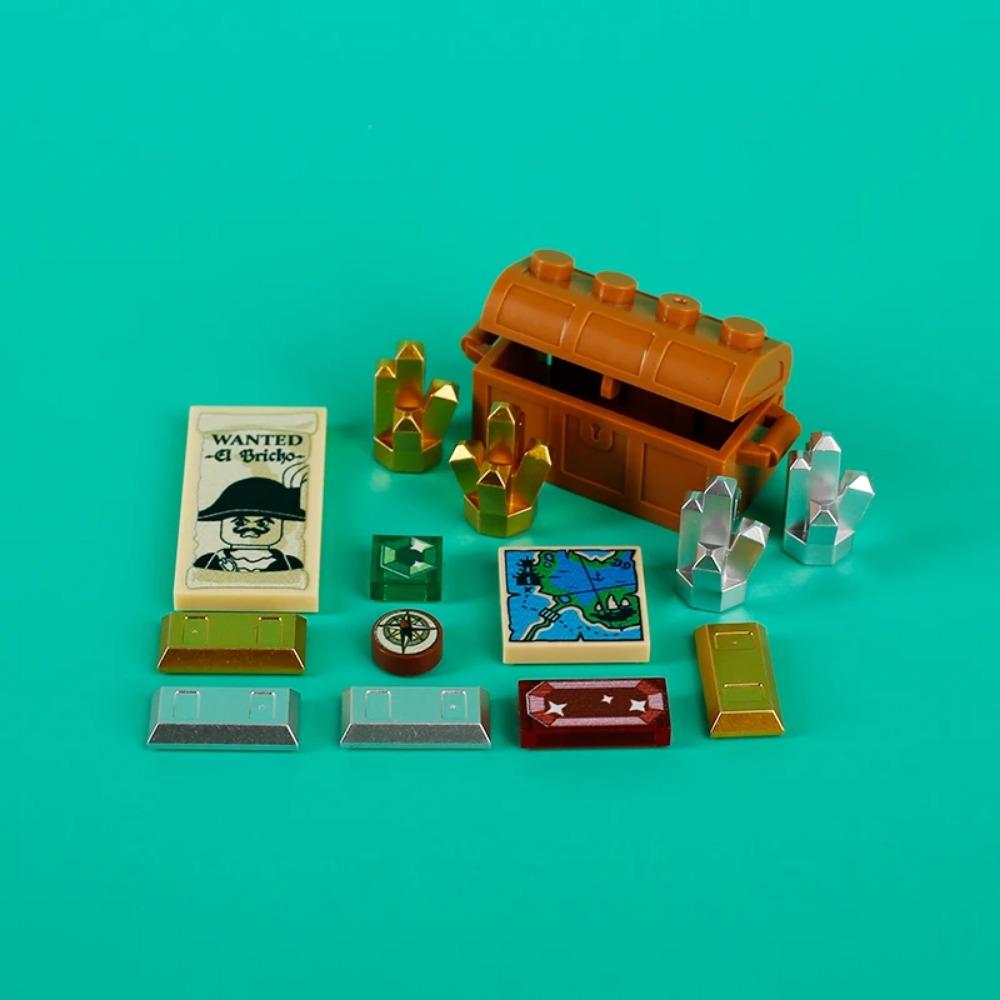 MOC Precious Deposits Building Blocks Treasure Pirate Map Gold Ore Silver Brick Box Diamond Bricks Toys Gift