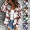 Женский свободный топ в клетку с цветными блоками, повседневная женская блузка с длинным рукавом, пальто, рубашка, куртка