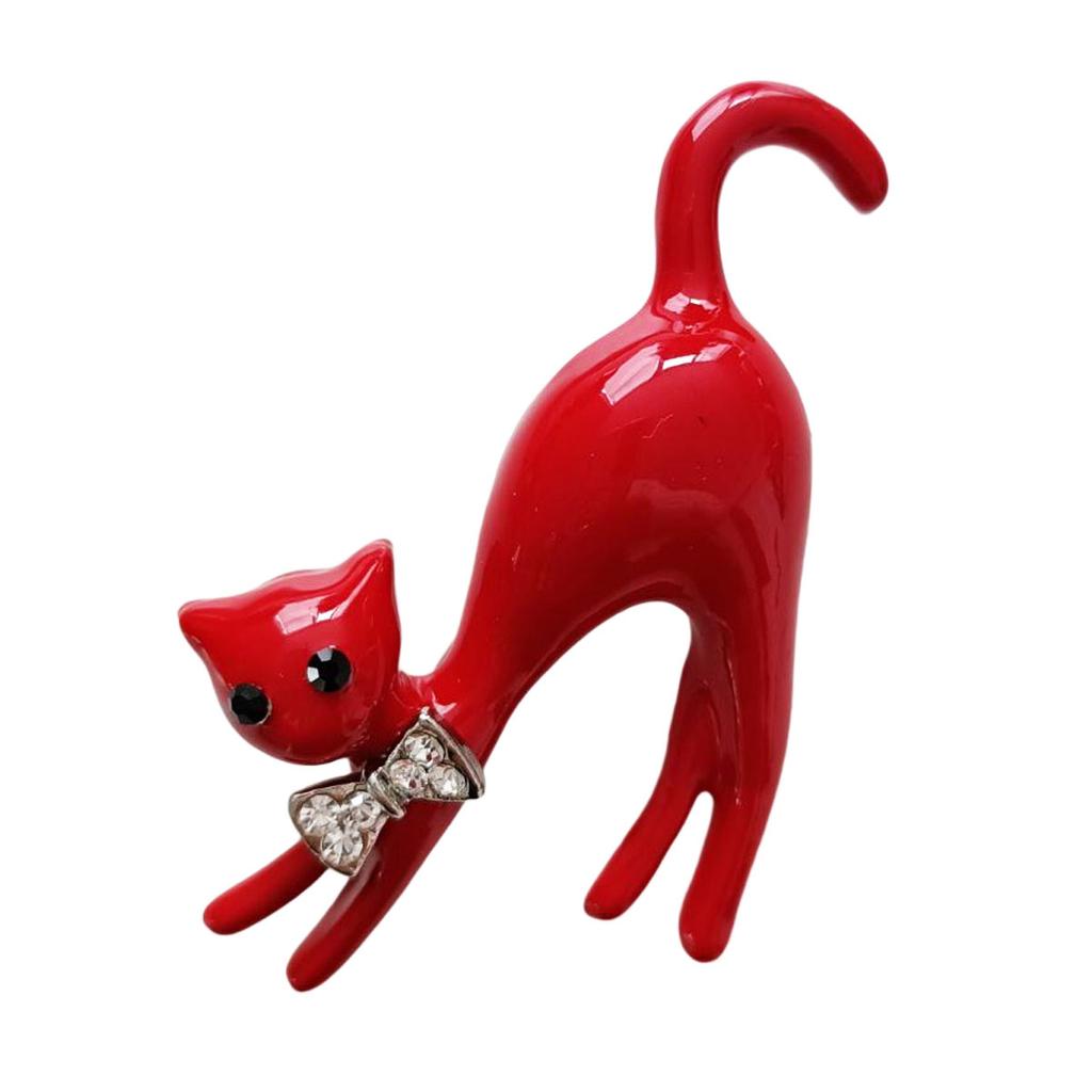Les Trésors De Lily [R8510] - Red 'Cat' Designer Brooch - 55x45 Mm