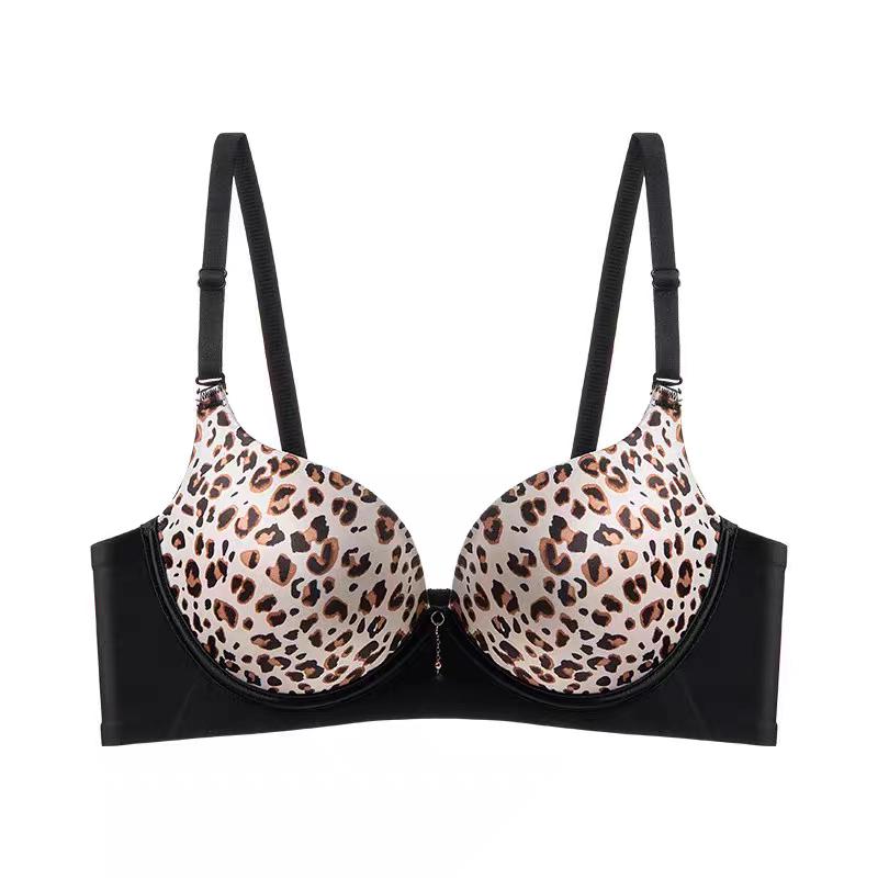 Сексуальный леопардовый бюстгальтер на пуговицах спереди для маленькой груди, бюстгальтер пуш-ап для боковой поддержки груди и предотвращения провисания, бесшовный бюстгальтер с открытой спиной без косточек