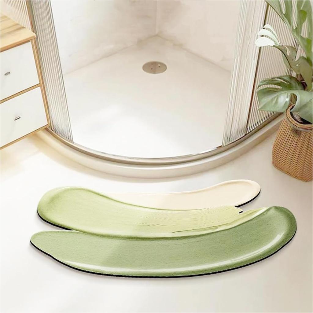 Bath Mat, Super Absorbent Curved Shower Rug, Soft and Comfy Corner Bathroom Rug, Washable Curved Shower Mat with Non-Slip Bottom for Circular