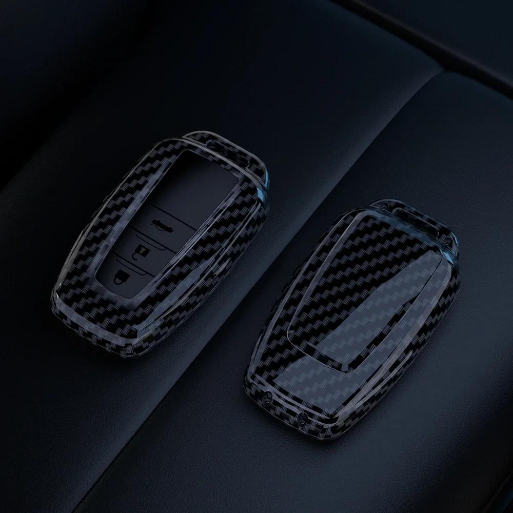 ABS Carbon Fiber Car Key Case Cover For Toyota Prius Camry Corolla CHR C-HR RAV4 Land Cruiser Prado Protector Shell Accessories