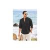 Macsivo Cotton Blend Solid Casual Short Kurta For Men Long Sleeve Mandarin Collar Stylish Shirt Kurta For Men Sky
