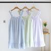 Ladies Summer Cotton Yarn Pure Cotton Thin Suspender Nightdress Loose Mid-length Sweet and Lovely Long Home Dress Camisola Sexy