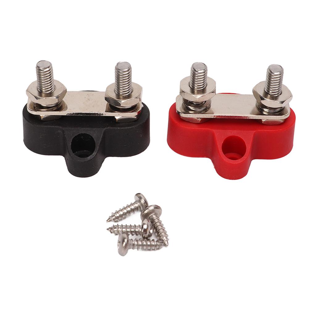 1 Pair 48V Battery Power Stud Stainless Steel Post Bus Bar Terminal Block for Truck RV Boat 1 4in