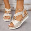 Metal Decoration Women's Wedges Sandals Summer Snake Print Platform Gladiator Shoes Woman Comfort Casual Med Heels Sandals