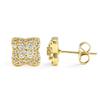 High-End Brass 14K Gold Plated Micro Pave Zirconia Square Flower Stud Earrings Elegant Geometric Jewelry for Women Men 