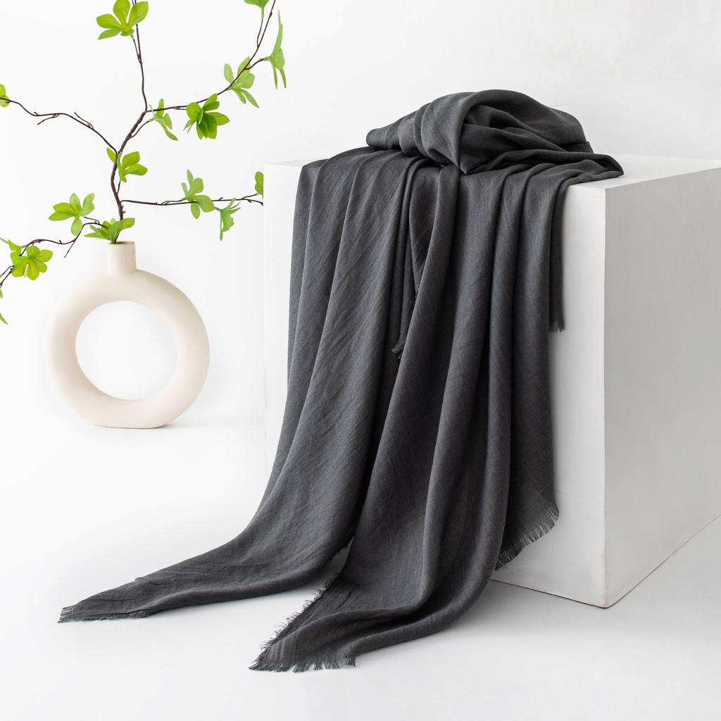 Spring Season, Pure Color, Simulated Silk, Long Strip Scarf, Fashionable, Suitable for Work, Sun Protection, Sheer Scarf, Shawl.