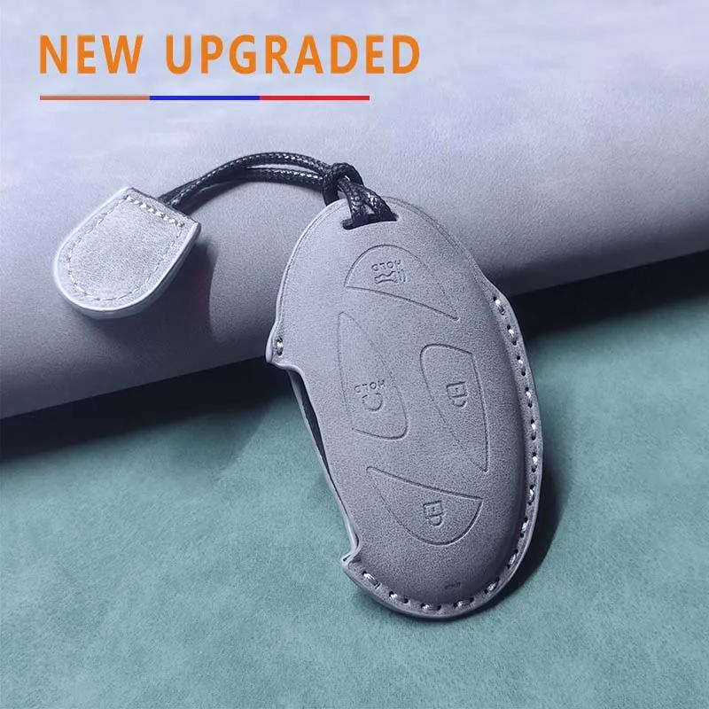 Car Smart Key Case Cover for Hyundai Grandeur GN7 Kona Ev 2023 Ionic 6 5/7 Bottons Leather Keychain Durable Protect Accessories
