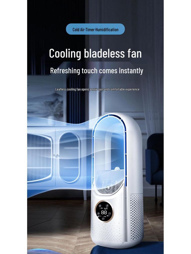 Smart Bladeless Desktop Fan - Silent, Misting, and Portable with Large Air Volume