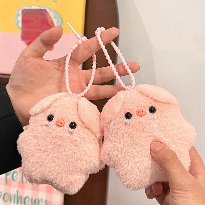 Cartoon Pink Pig Pendant Squeak Keychain Animal Pendant Cute Plush Doll Toy Kawaii Bag Decorations Accessories For Couple Friend