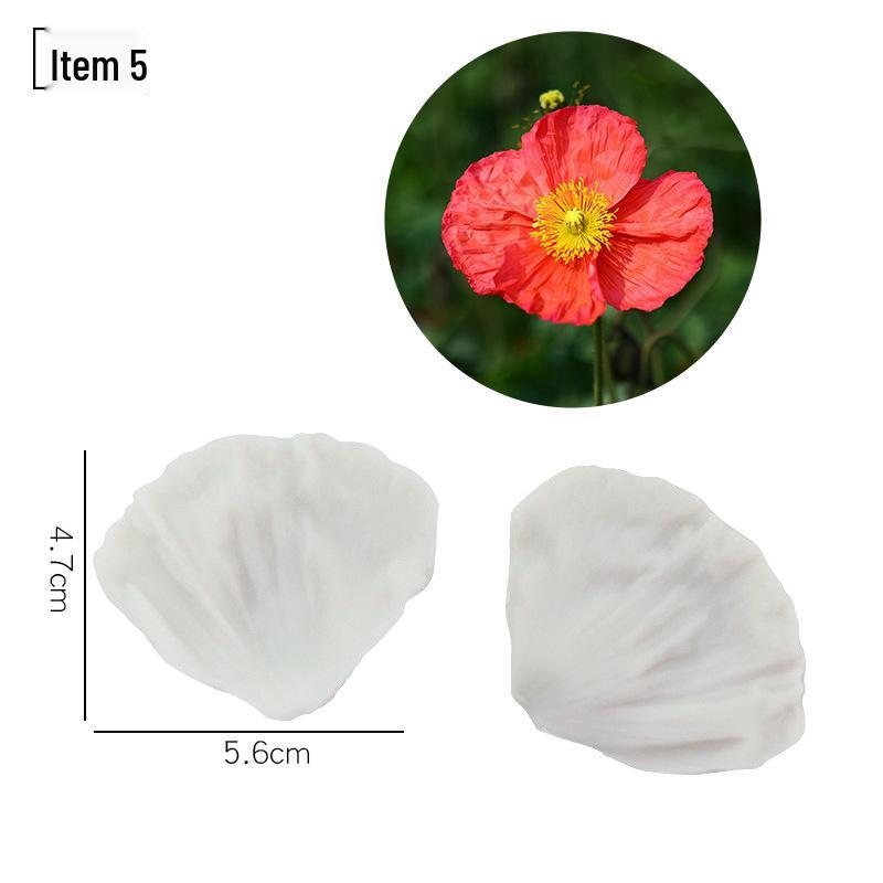 Силиконовая форма для мастики - Набор лепестков и листьев, пищевая, для тиснения на дереве и цветах.