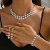Fashion Bridal Necklace Earrings Set Exquisite Bracelet Elegant Clavicle Chain Jewelry Accessories
