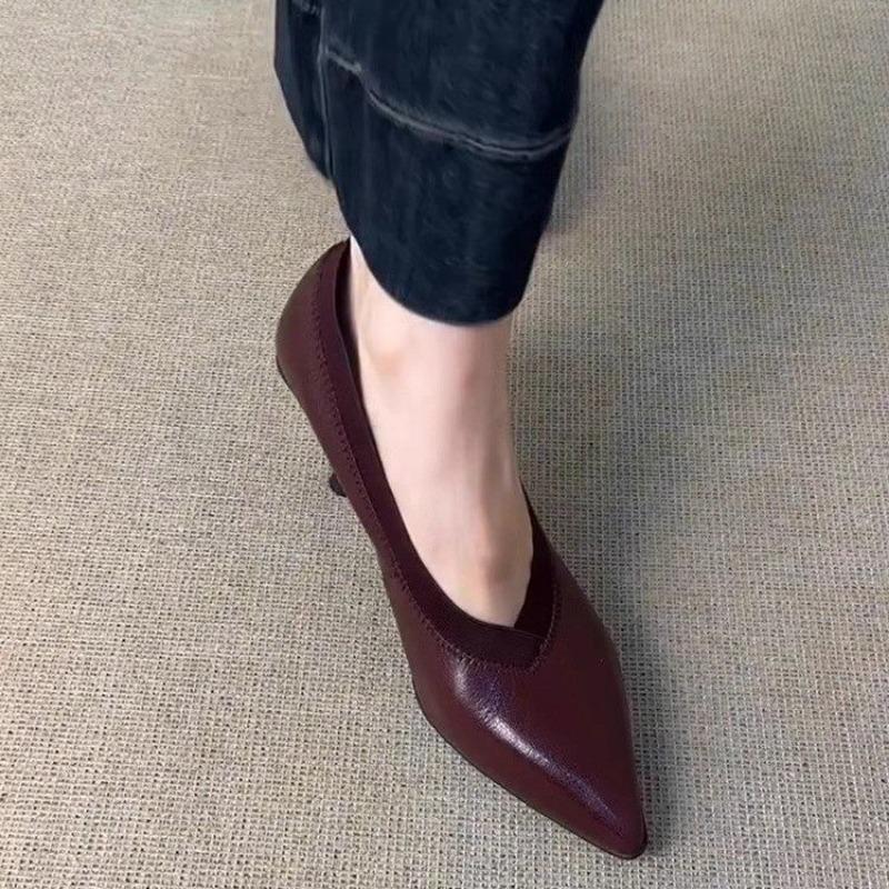 Модные туфли AJGS с острым носком на высоком каблуке для женщин, сексуальные элегантные туфли из неглубокой кожи для женщин 2025 года, трендовое зимнее модное платье для прогулок