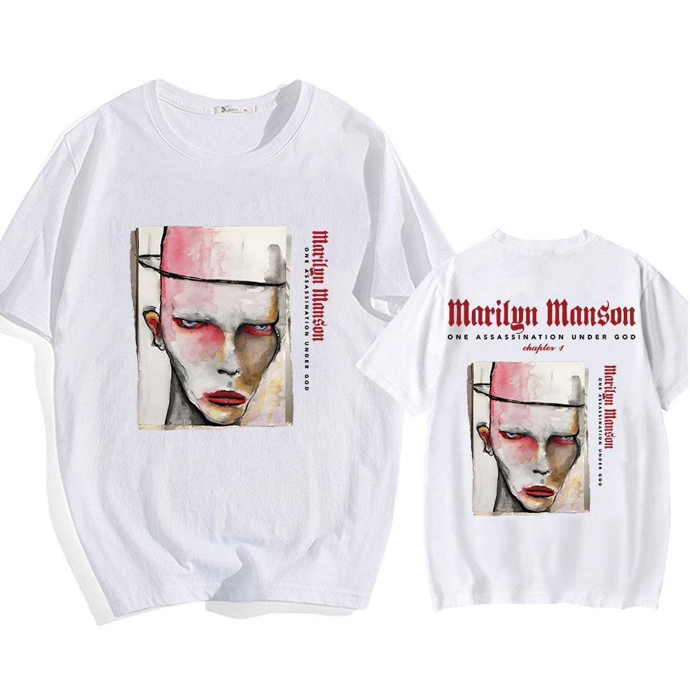 Футболка Marilyn Manson One Assassination Under God Charter 1 с принтом европейского тура 2025 года, хлопковые футболки с коротким рукавом