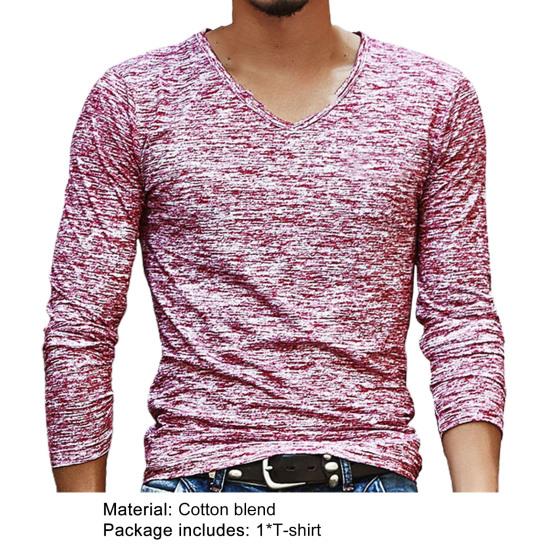 Мужская рубашка с длинным рукавом и эластичным верхом с V-образным вырезом на осень