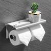 Punch-Free Stainless Steel Bathroom Tissue Holder with Phone Shelf