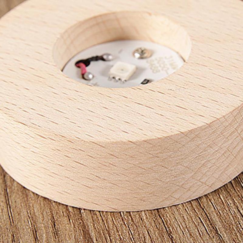 Круглая деревянная световая база USB с переключателем Светодиодная подсветка Вращающаяся подставка для дисплея Основа лампы Домашний декор