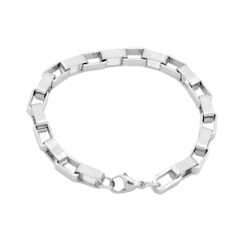 Персонализированный браслет из титановой стали для мальчиков: Стильная, прочная коробочная цепочка - модный унисекс-дизайн, который не тускнеет