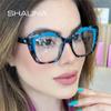 SHAUNA Ретро кошачий глаз женские очки TR90 оправа прозрачные антисиние оптические очки мужские красочные леопардовые оправы