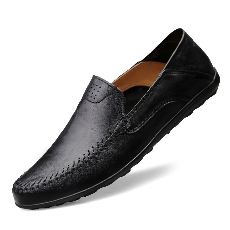 Fashion Genuine Leather Men Shoes Casual Luxury Brand Formal Mens Loafers Moccasins Italian Breathable Slip On Male Boat Shoes Plus Size