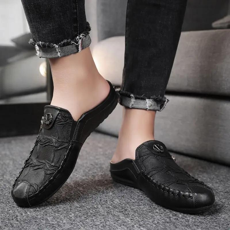 Летняя обувь, тапочки-мюли для мужчин, нескользящие сандалии, мужские полухлопушки 2024, дешевые, корейский стиль, для взрослых, дизайнерские, роскошные, забавные