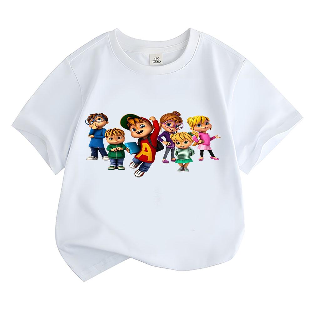 Детская мультяшная футболка Alvin and The Chipmunks Хлопковые детские футболки Милые топы для мальчиков и девочек С круглым вырезом С коротким рукавом для лета Малыш