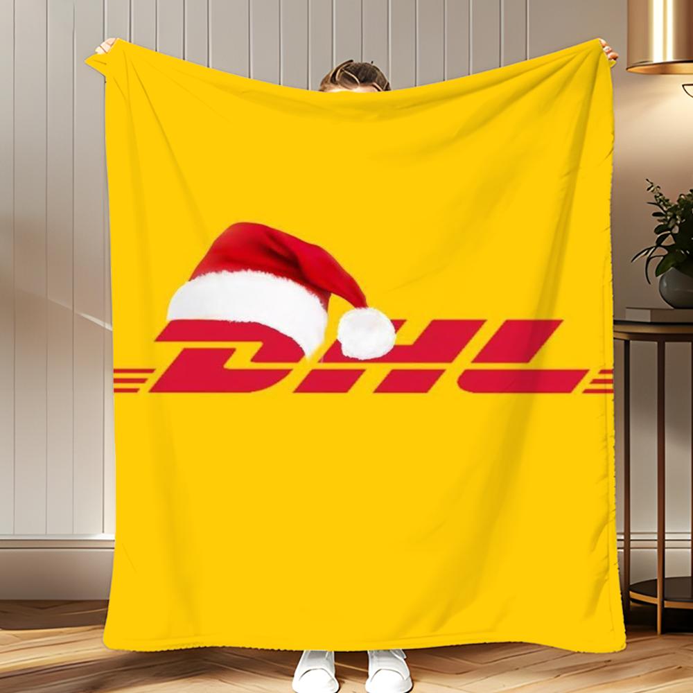Популярный логистический бренд DHL Express Мягкое коралловое флисовое одеяло-плед 310 г/м² Пушистое теплое одеяло для дивана кровати диванчика декора спальни