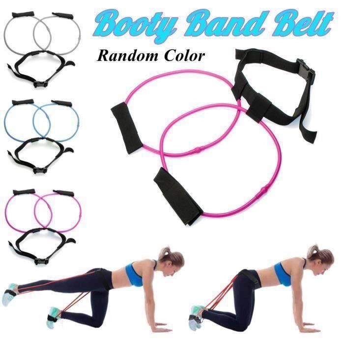 Sangle de Musculation - Elastiband - QH04 - 30lb - Bleu/Rose/Gris - Ceinture de Butin