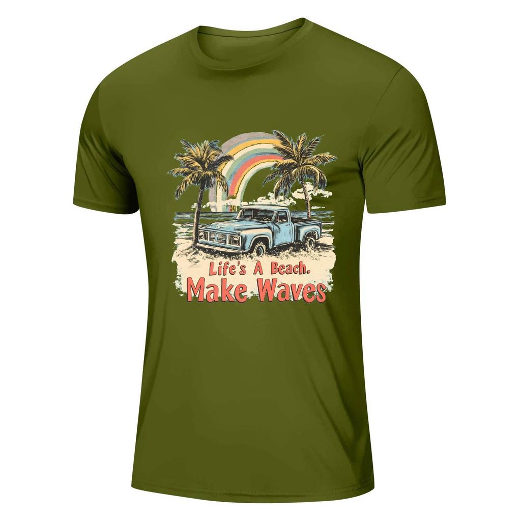 Мужская рубашка с воротником-стойкой и коротким рукавом, свободная рубашка для отдыха и отдыха, мужская