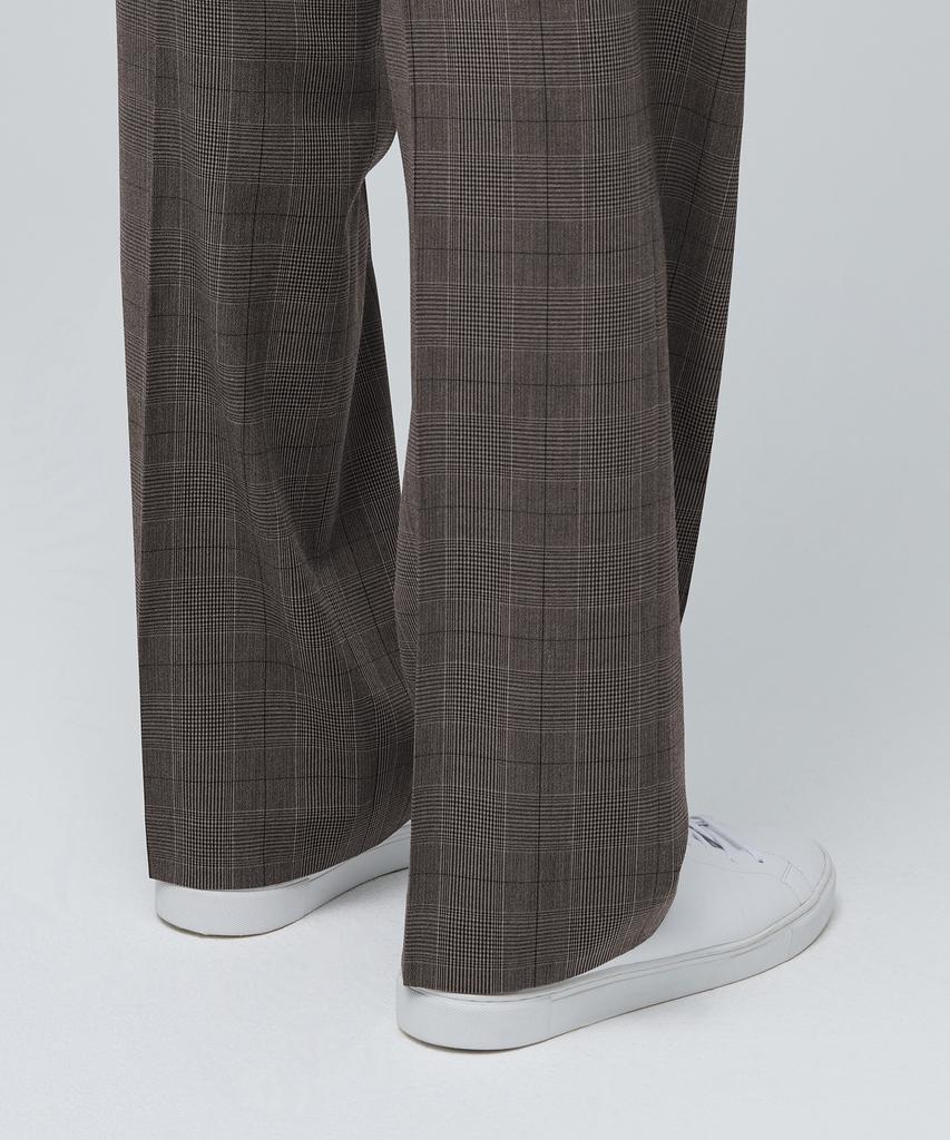 MUSINSA STANDARD Glen Check Wide Hidden Elastic Waist Slacks [Dark Beige]