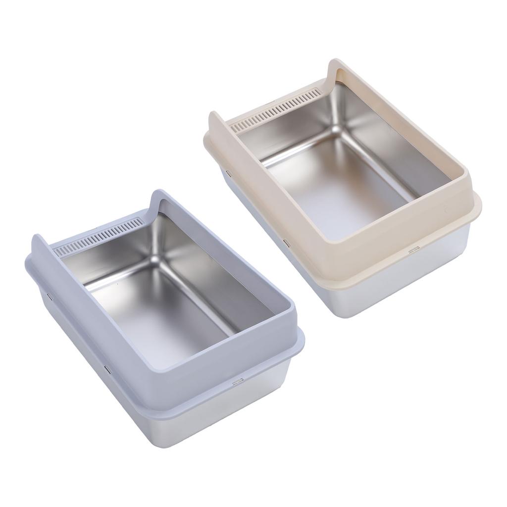 Кошачий туалет из нержавеющей стали с контролем запаха, высокие борта, металлический туалет, против утечки мочи, легкая очистка