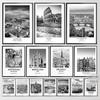 Florence Italy Rome Travel Landmarks Art Colosseum Black and White Canvas Wall Prints Home Decor Poster