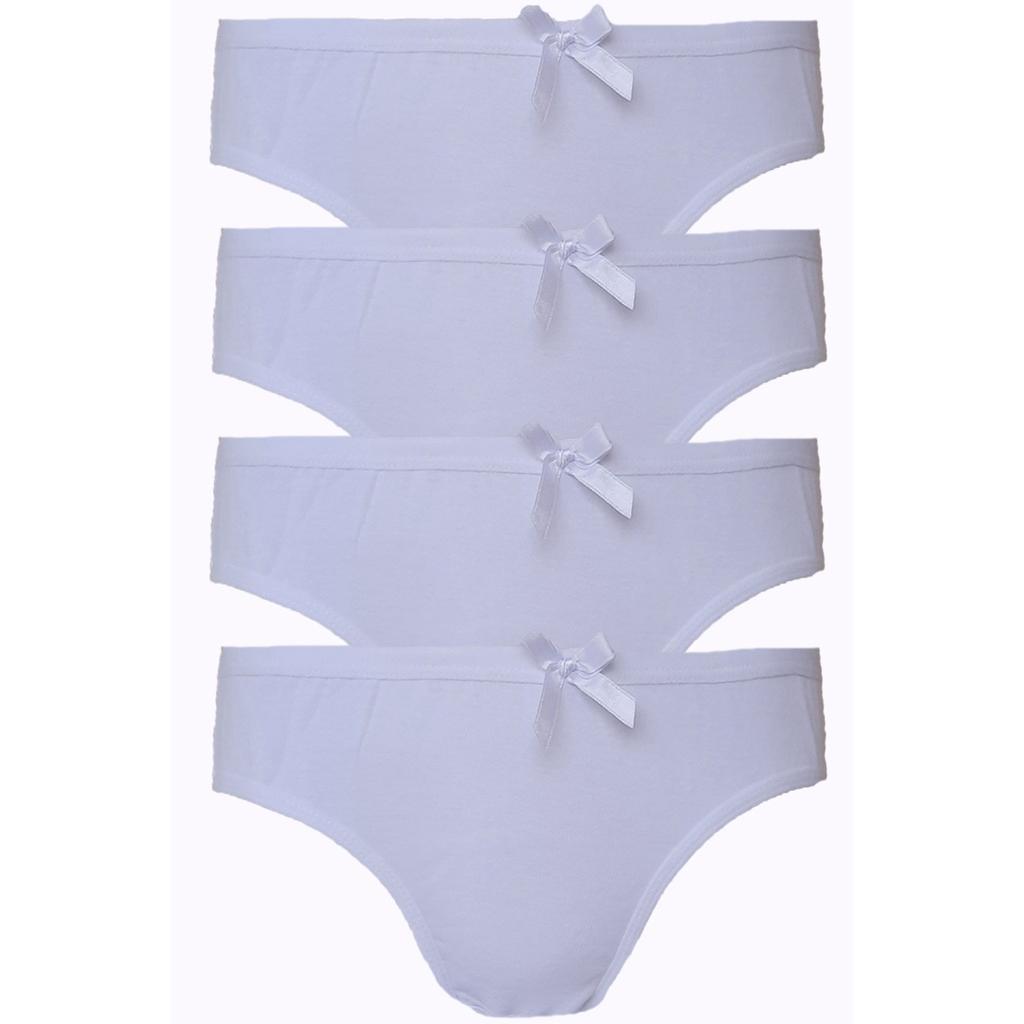 Женские хлопковые трусики-бикини из 4 предметов, цветное нижнее белье с бантом