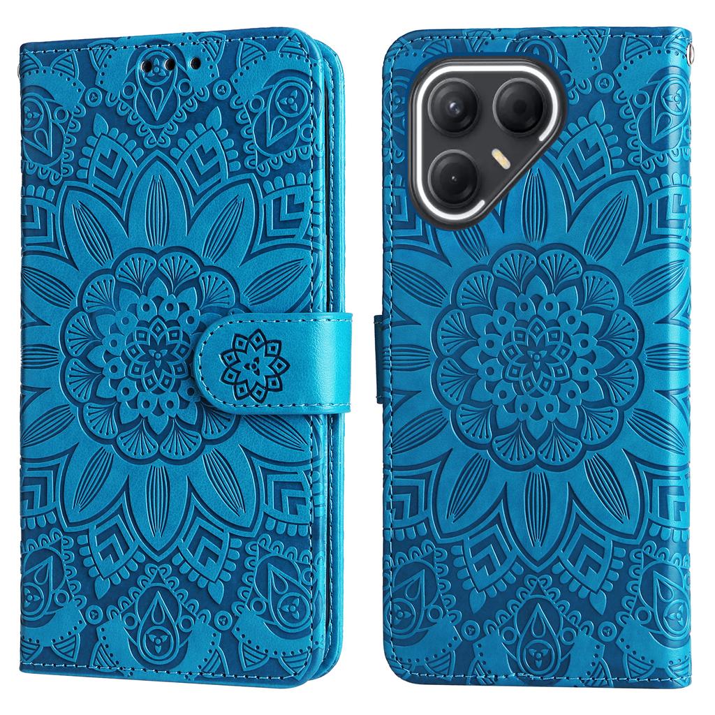 For TECNO Pova 7 5G Case Sunflower Imprint Leather Wallet Phone Cover