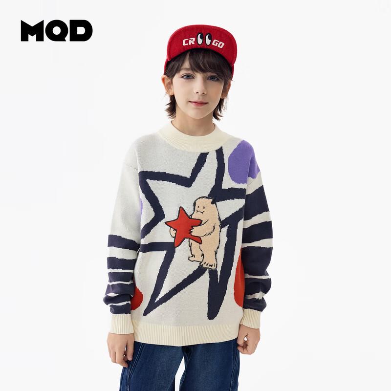 MQD Boys' Cotton Mock Neck Monster Pattern Knit Sweater