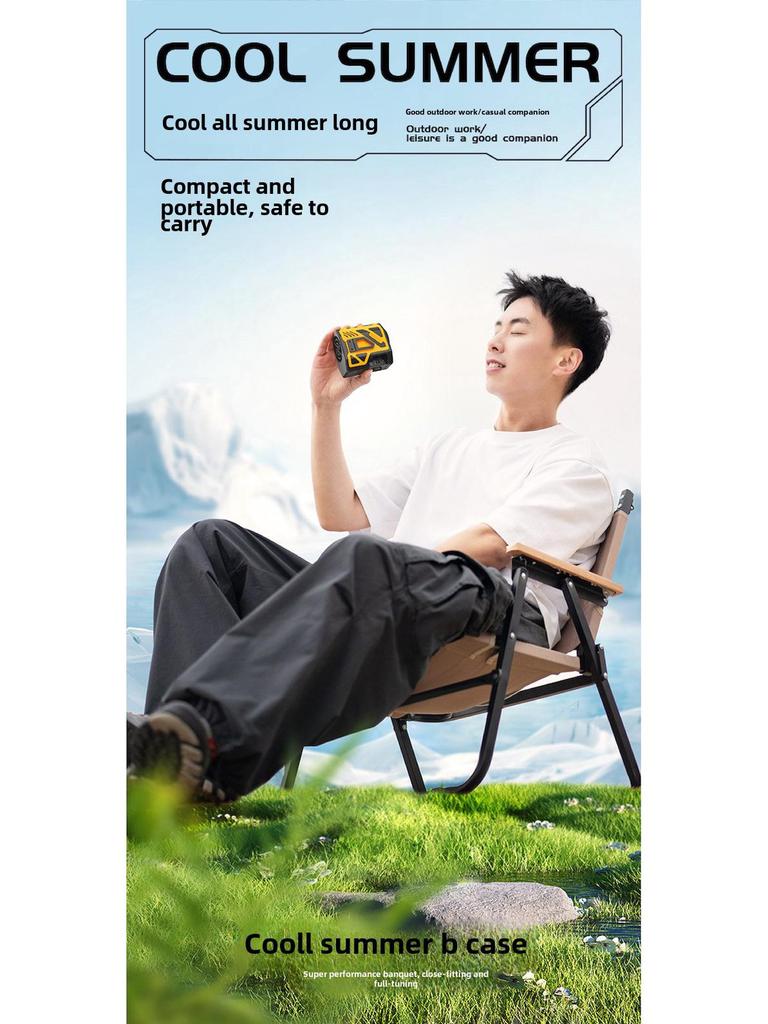 Портативный подвесной вентилятор Mecha Waist: Сильный ветер, зарядка от USB, идеально подходит для строительных площадок.