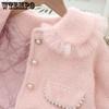 Розовый костюм для девочек, норковое пальто + платье принцессы, комплект из двух предметов, сохраняет тепло, милый и милый трапециевидный силуэт в стиле Лолита, осень и зима