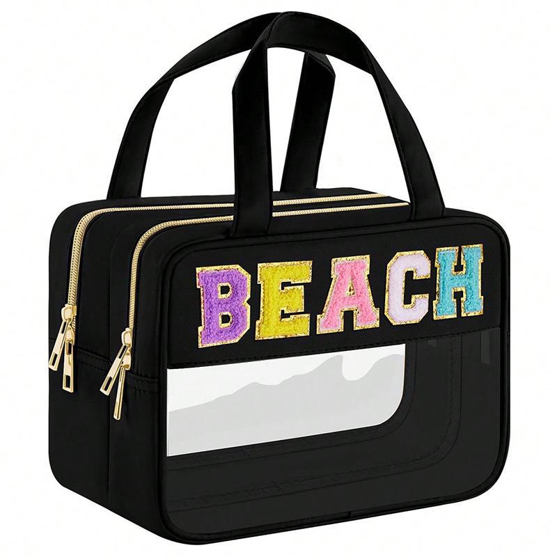 Прозрачная косметичка из ПВХ с пересечением границ - большая вместимость, многофункциональная, портативная сумка для хранения туалетных принадлежностей