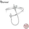 Bamoer 925 Sterling Silver Starry Adjustable Ring Starlight Opening Link Ring for Women Girls Birthday Fine Jewelry Gift