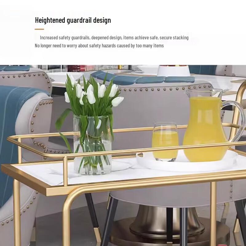 Современная золотая 2-ярусная сервировочная и складская тележка