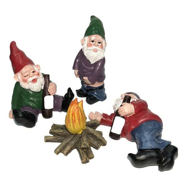4pcs/set Fairy Garden Decorations My Little Friend Drunk Gnome Dwarfs Statue